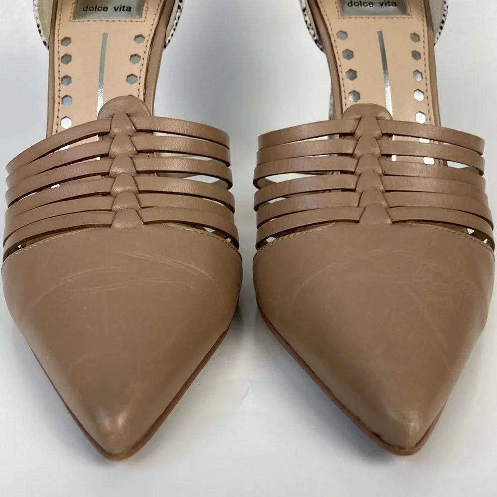 Dolce Vita Tan & Snakeskin Point Toe Stiletto - Picture 3 of 13